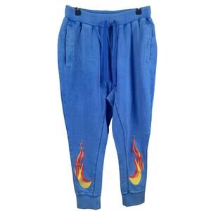 NEW NIKE HAVE A NIKE DAY FLAMES SWEATPANTS JOGGERS FLEECE BLUE MSRP $110 - S